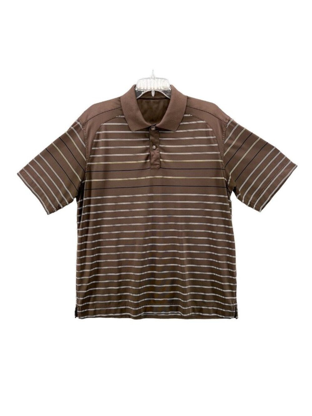 Callaway Mens Golf Size XL Polo Brown Stripe Brookside Country Club Tournament